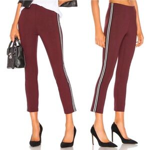 $295 RAG & BONE Simone Ponte Pants Womens Burgundy Side Stripe Black White sz 10